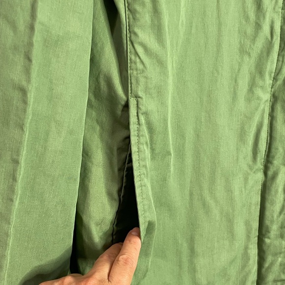 Gap Plaid Trench Green Coat Women Medium - Picture 6 of 10